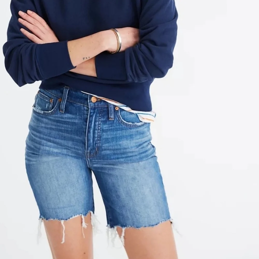 Madewell High Rise Denim Mid Length Shorts Size 33 - Picture 1 of 14